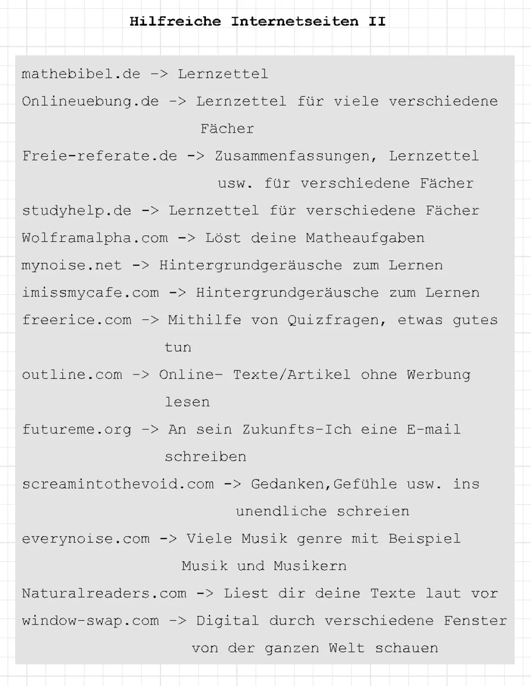 Hilfreiche Internetseiten II