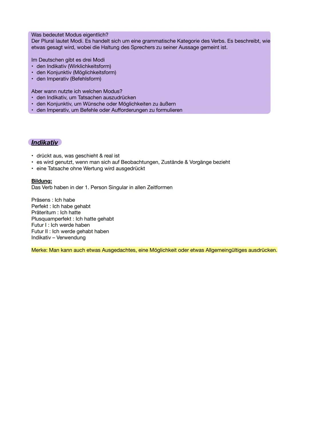 Was bedeutet Modus eigentlich?
Der Plural lautet Modi. Es handelt sich um eine grammatische Kategorie des Verbs. Es beschreibt, wie
etwas ge
