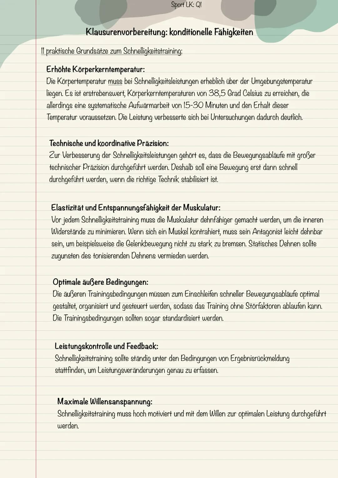 Sport LK: QI
Klausurenvorbereitung: konditionelle Fähigkeiten
BEGRIFFSDEFINITIONEN
Die vier konditionellen Fähigkeiten:
1: Ausdauer ist die 