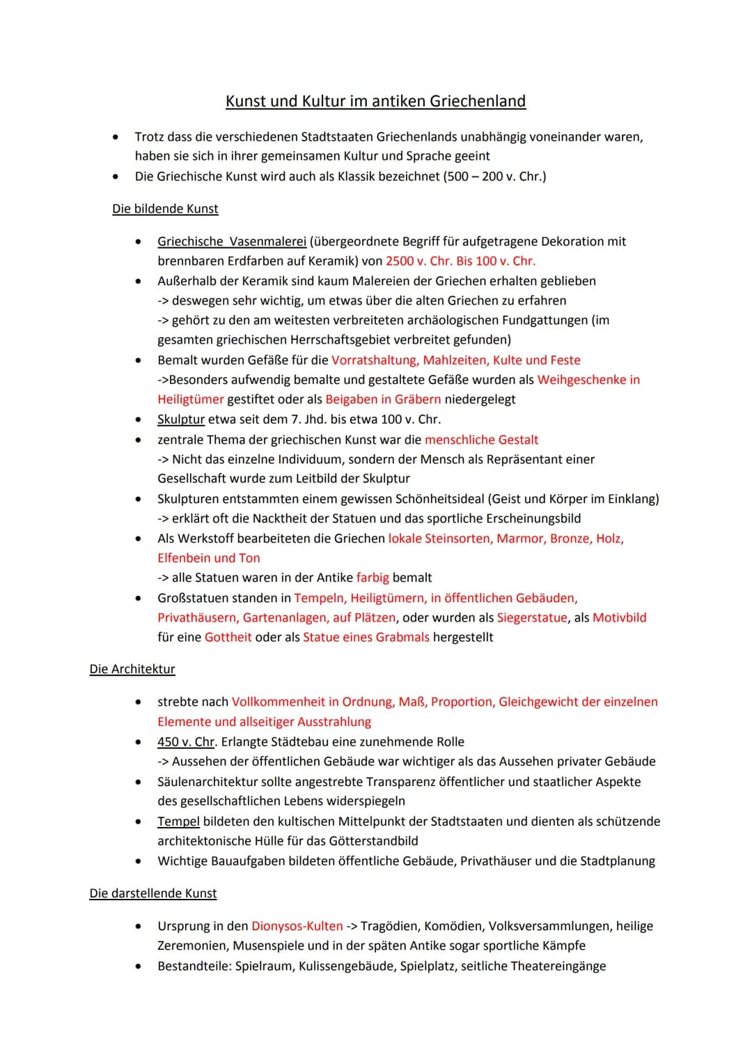 ●
●
Kunst und Kultur im antiken Griechenland
Trotz dass die verschiedenen Stadtstaaten Griechenlands unabhängig voneinander waren,
haben sie