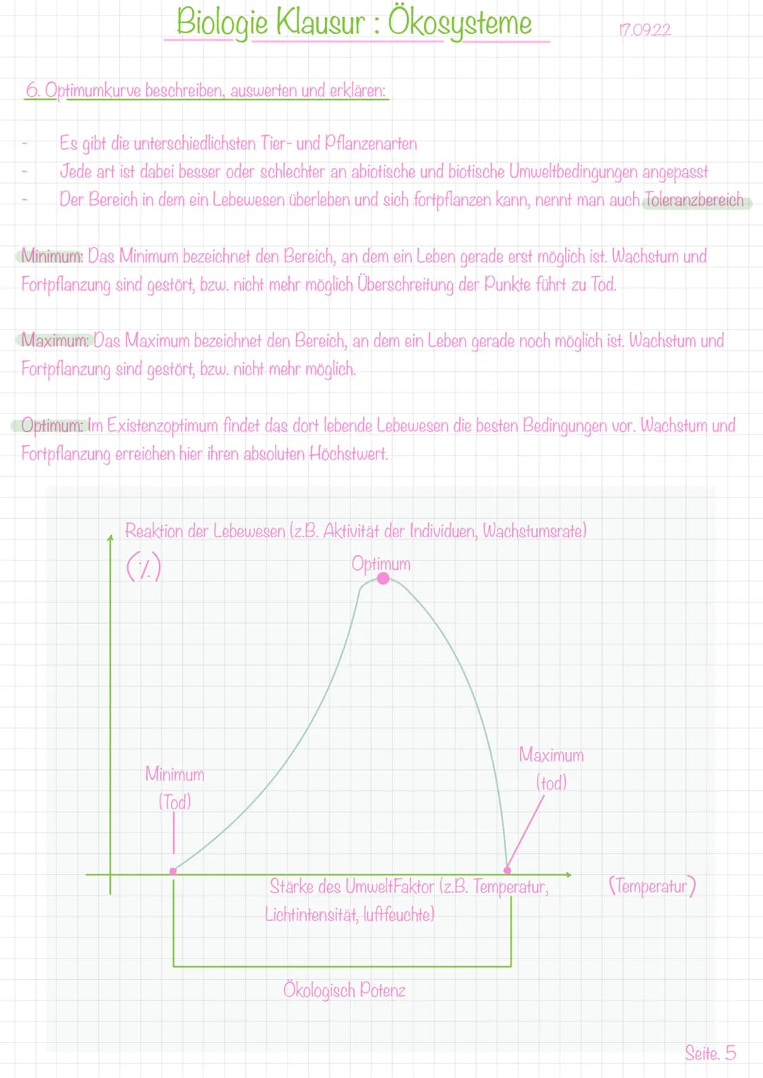 1. biotische und abiotische umweltfaktoren nennen und zuordnen:
Biologie Klausur : Ökosysteme
Abiotische Umweltfaktoren: Nichtlebend
Umweltf