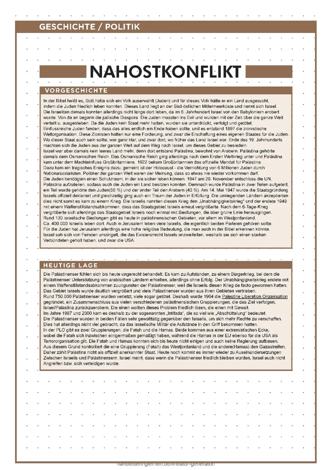 Nahostkonflikt - Israel und Palästina