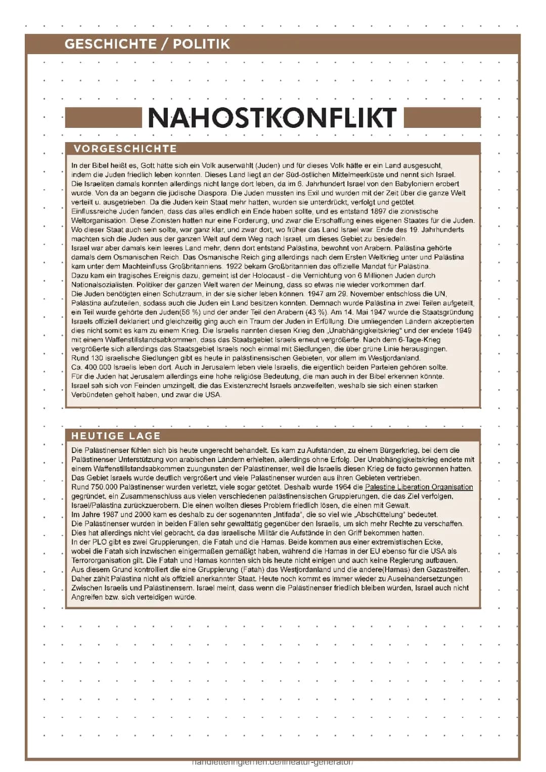 Nahostkonflikt - Israel und Palästina