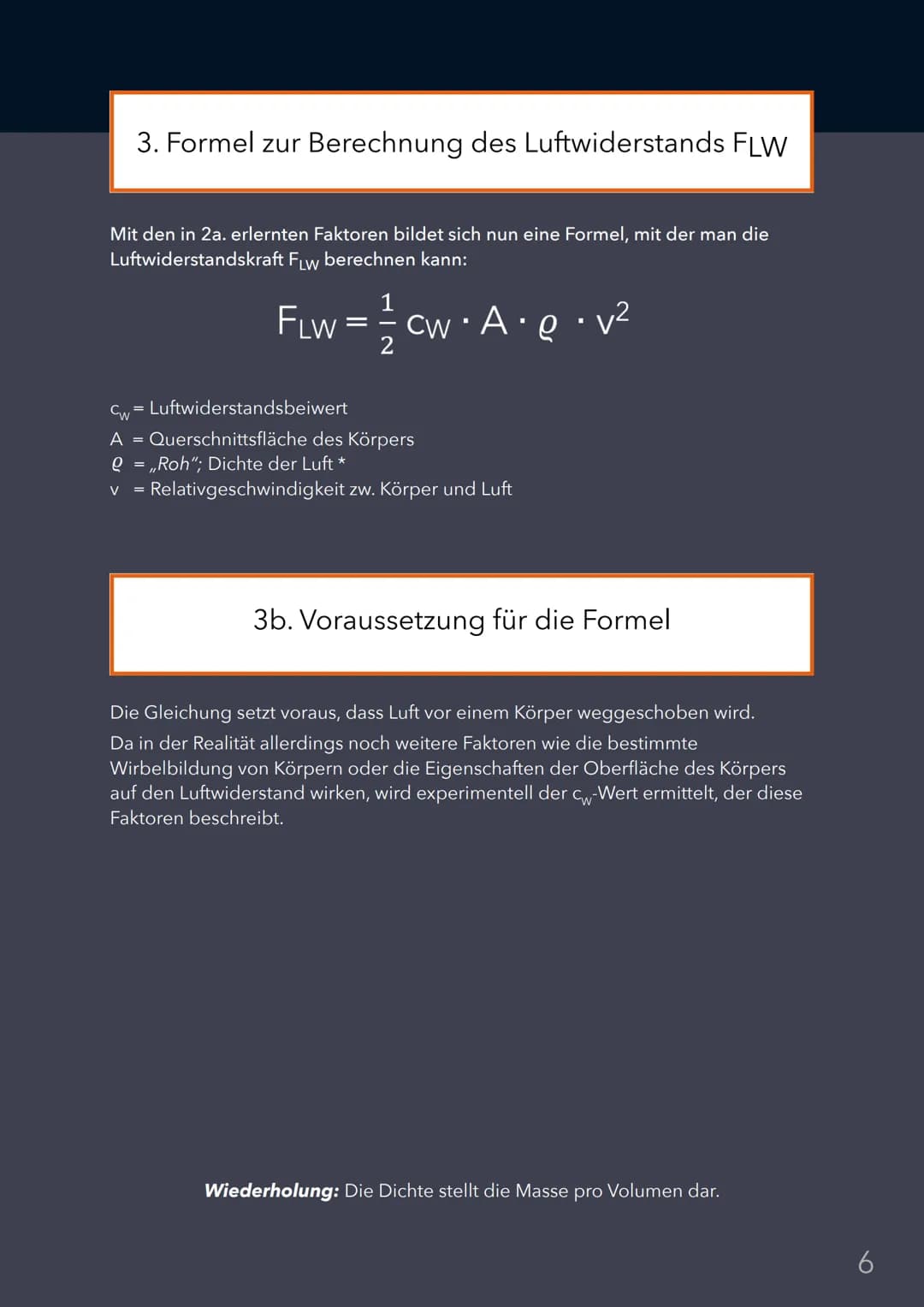 Inhalt
Vorwort
1. Definition
Inhaltsverzeichnis
2a. Faktoren, die den cw - Wert beeinflussen
2b. Herleitung des Faktors ,Querschnittsfläche 