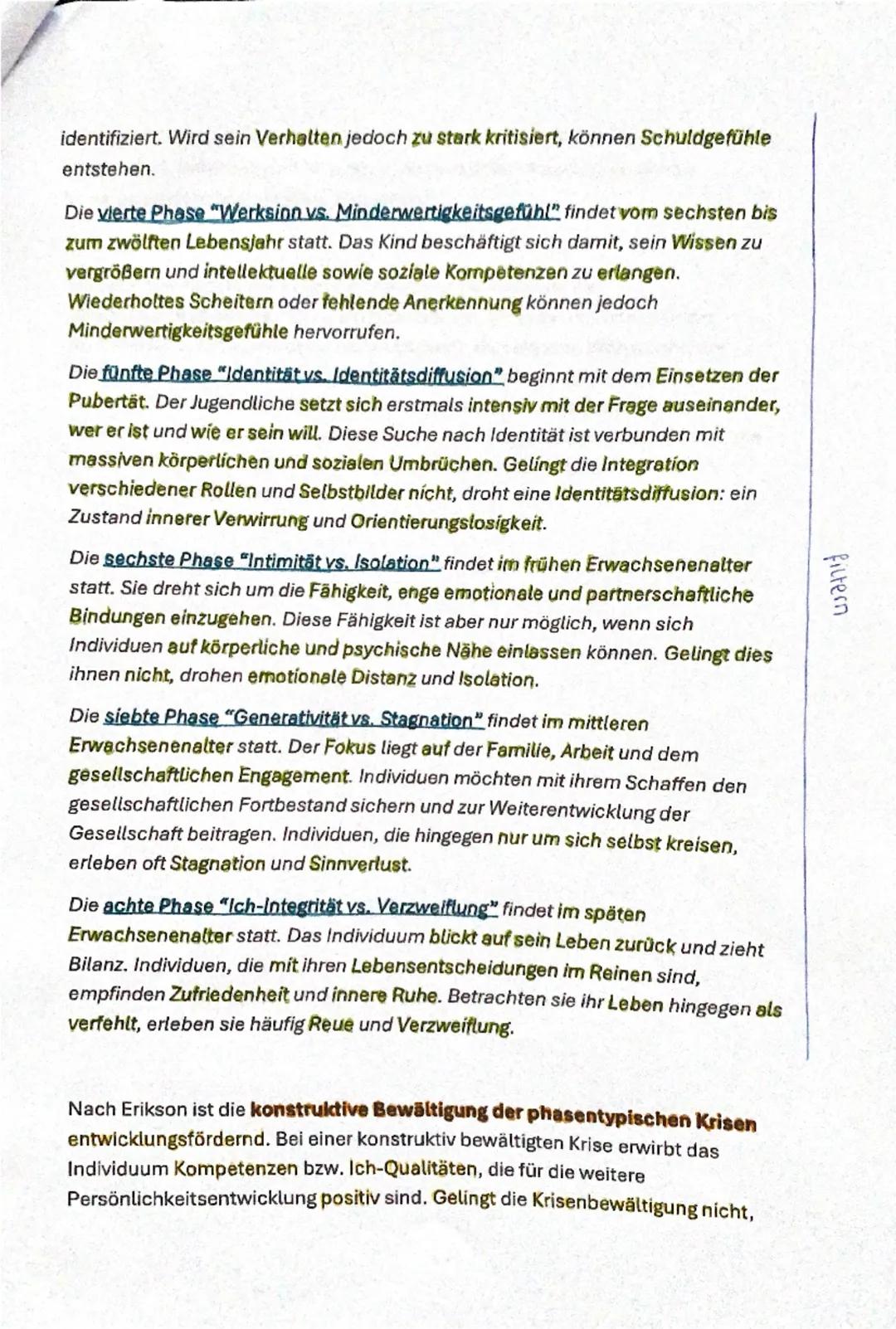 --- OCR Start ---
fillern
Fokussierung
Psychosoziale Entwicklungstheorie nach Erik Erikson
Die psychosoziale Entwicklungstheorie nach Erik E