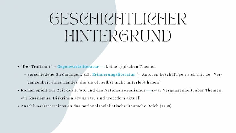 Robert Seethale
Der Trafikant
DER
TRAFIKANT INHALTSANGABE
Allgemeines über den Roman
Geschichtlicher Hintergrund
Zusammenfassung
Figurenkons