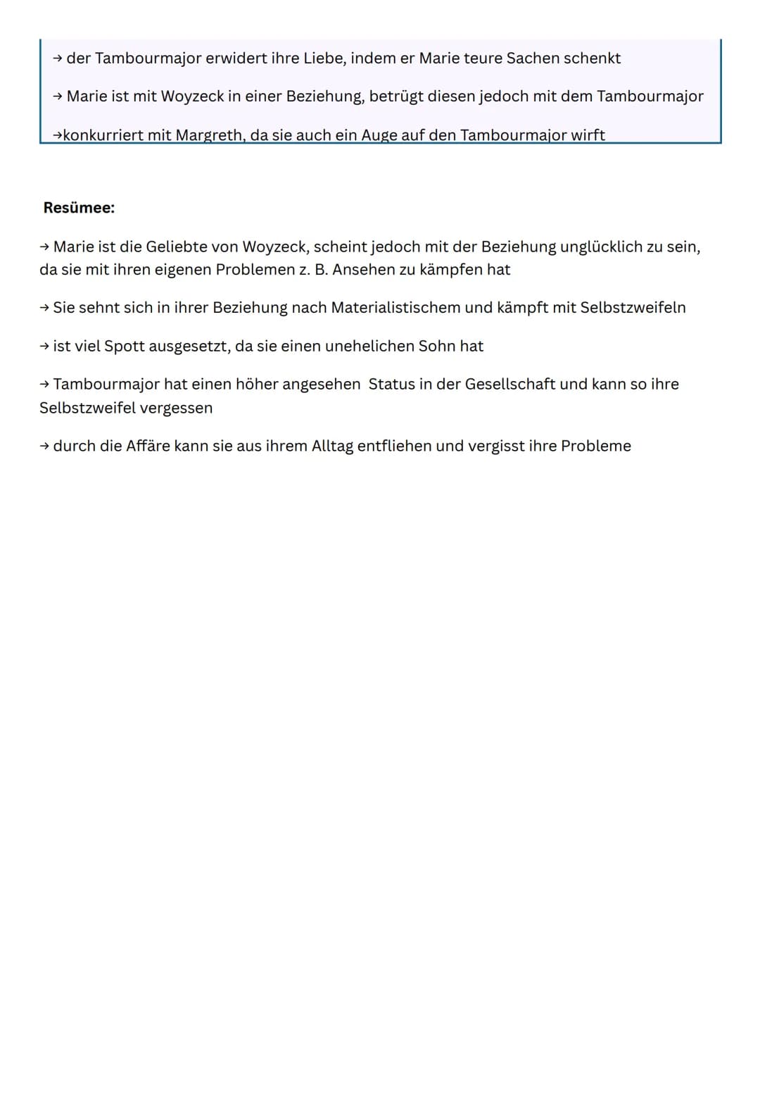 Marie Zickwolf
Aussehen
→ ,,Weibsbild" (S. 9, Z.18)
→ schwarzes Haar (S. 9, Z. 22)
→ Augen schwarz wie ein Blick in den
Ziehbrunn (S. 9, Z. 