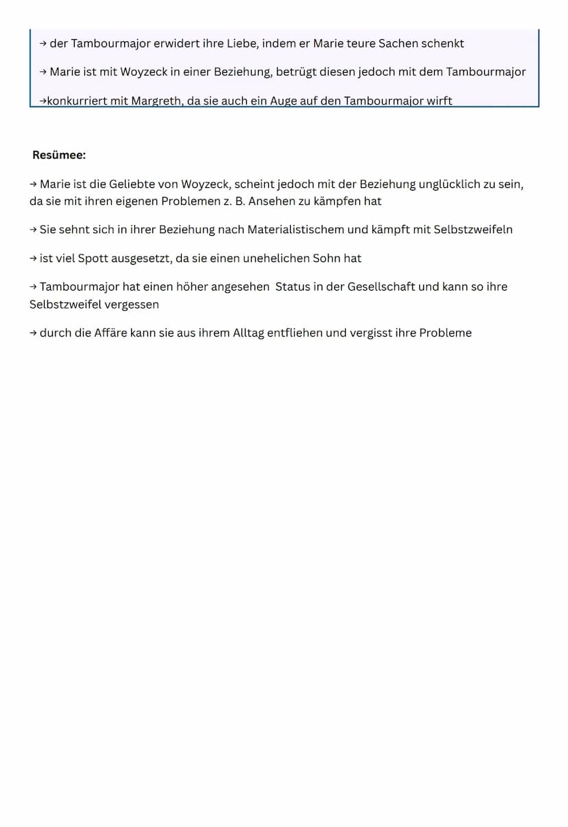 Marie Zickwolf
Aussehen
→ ,,Weibsbild" (S. 9, Z.18)
→ schwarzes Haar (S. 9, Z. 22)
→ Augen schwarz wie ein Blick in den
Ziehbrunn (S. 9, Z. 