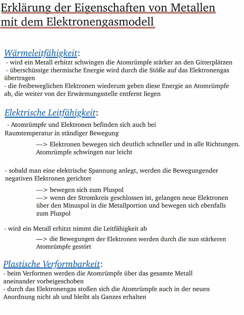 Metalle und Metallbindung
Eigenschaften:
- Elektrische Leitfähigkeit
- Wärmeleitfähigkeit
- Plastische Verformbarkeit (Duktilität)
- Glanz
m