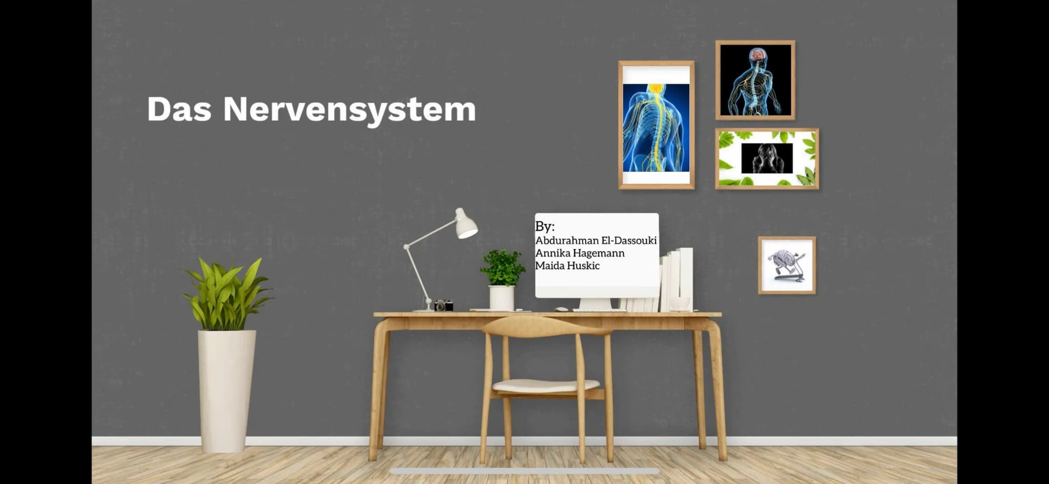 Das Nervensystem
By:
Abdurahman El-Dassouki
Annika Hagemann
Maida Huskic Das Menschliche Nervensystem
Durchquert den ganzen Körper
und Steue