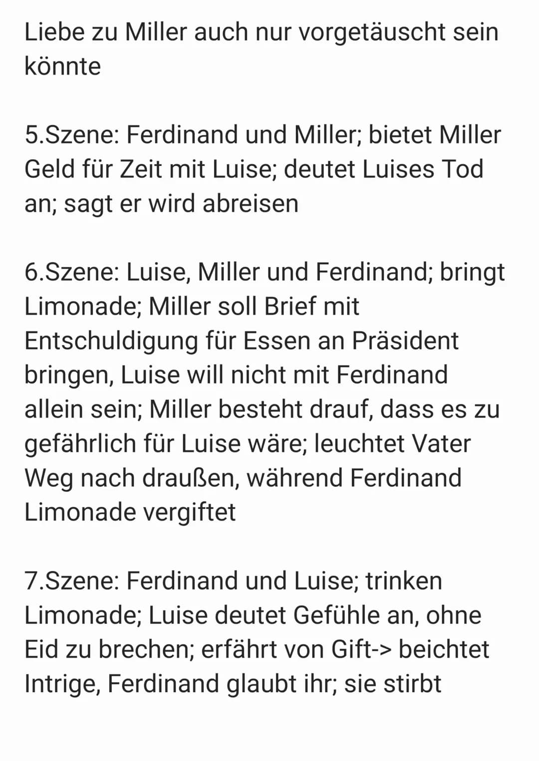 Kabale und Liebe
Akt 1:
1.Szene: Gespräch Miller und Millerin über
Beziehung von Luise und Ferdinand
2.Szene: Wurm will Luise heiraten-> bit