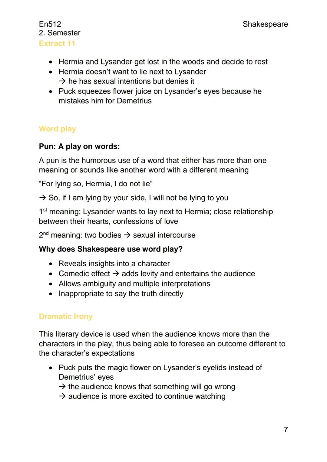 --- OCR Start ---
En512
2. Semester
Shakespeare
Shakespeare: A Midsummer Night's Dream
The iambic pentameter
• First syllabel is unstressed,