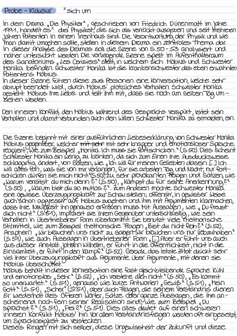 SZENARISCHE DRAMENANALYSE
Einleitung:
Einleitungssatz (Informationen übers Buch + Inhaltsangabe)
L> Das Drama, Die Physiker", geschrieben vo