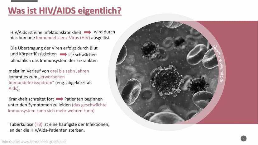 HIV/AIDS
Quelle: www.Wikipedia.de
1 Gliederung:
• Was ist HIV/AIDS?
●
●
●
●
●
Wie läuft die Krankheit ab?
Wie kann man sich anstecken?
Erreg