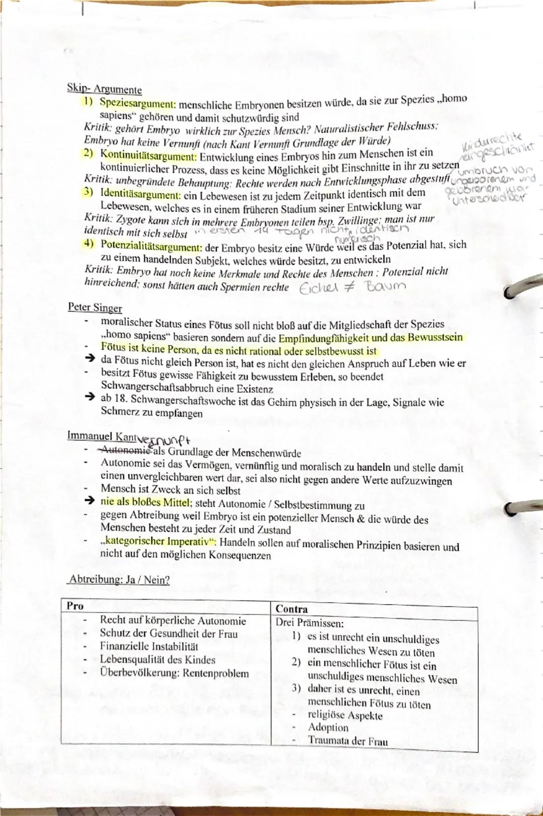 Medizinethik: befasst sich mit den moralischen und ethischen
Fragen im Kontext der Medizin

Ethik Lernzettel

4 medizinethische Prinzipien
-