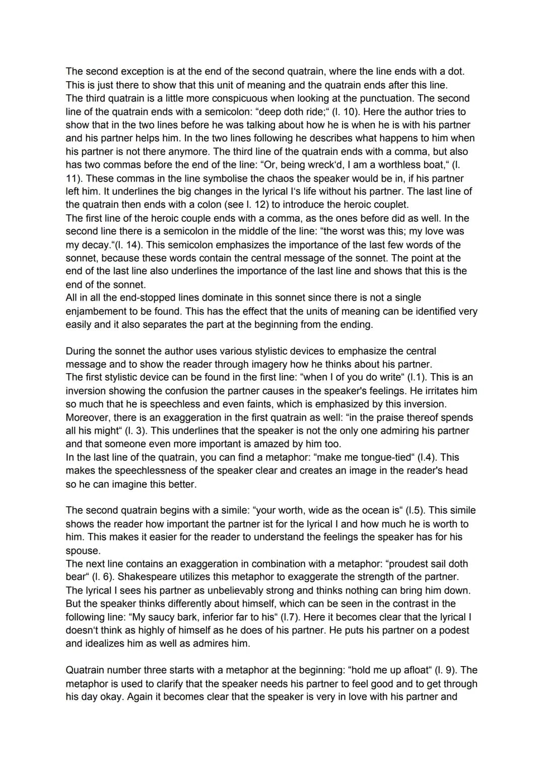 Analysis of a sonnet (80)
The sonnet 80, written by William Shakespeare and published in XXXX, is about a
relationship between the speaker a