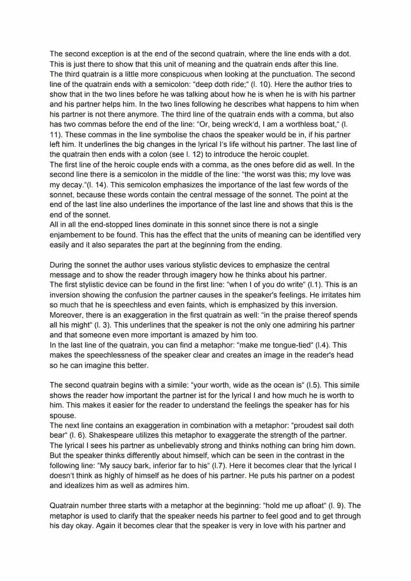 Analysis of a sonnet (80)
The sonnet 80, written by William Shakespeare and published in XXXX, is about a
relationship between the speaker a