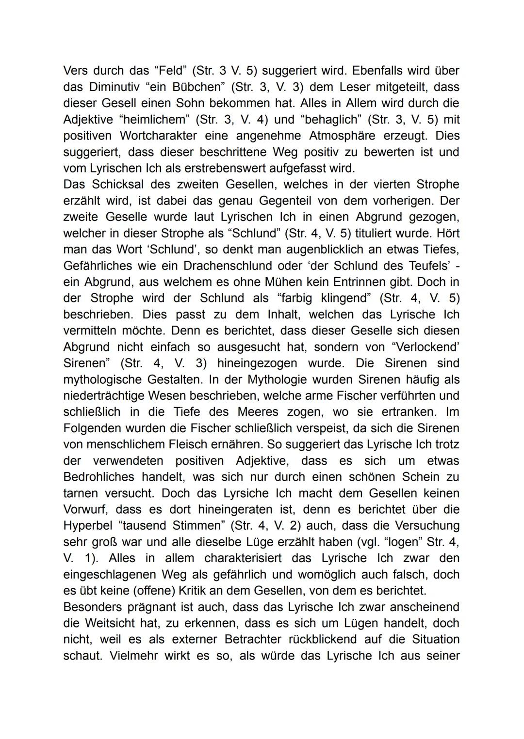 Gedichtsinterpretation "die zwei Gesellen" von
Joseph von Eicherndorff
Früher oder später kommt im Leben eines Menschens der Tag, an
welchem