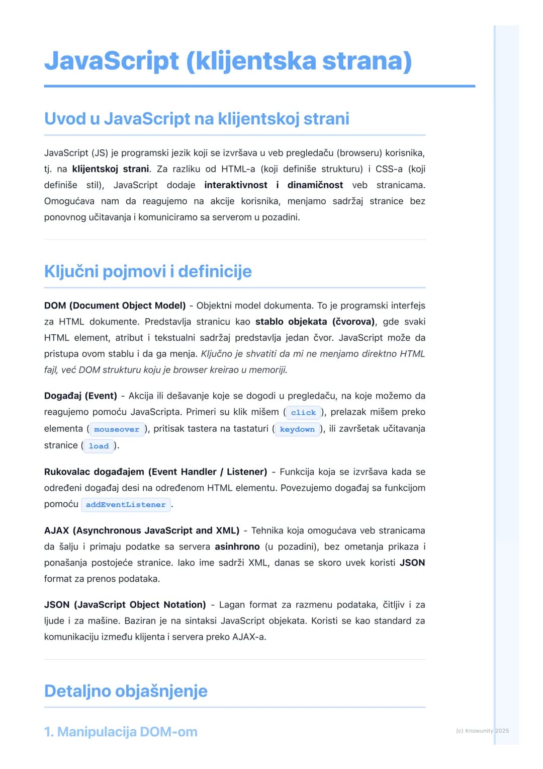 # JavaScript (klijentska strana)

Uvod u JavaScript na klijentskoj strani

JavaScript (JS) je programski jezik koji se izvršava u veb pregle