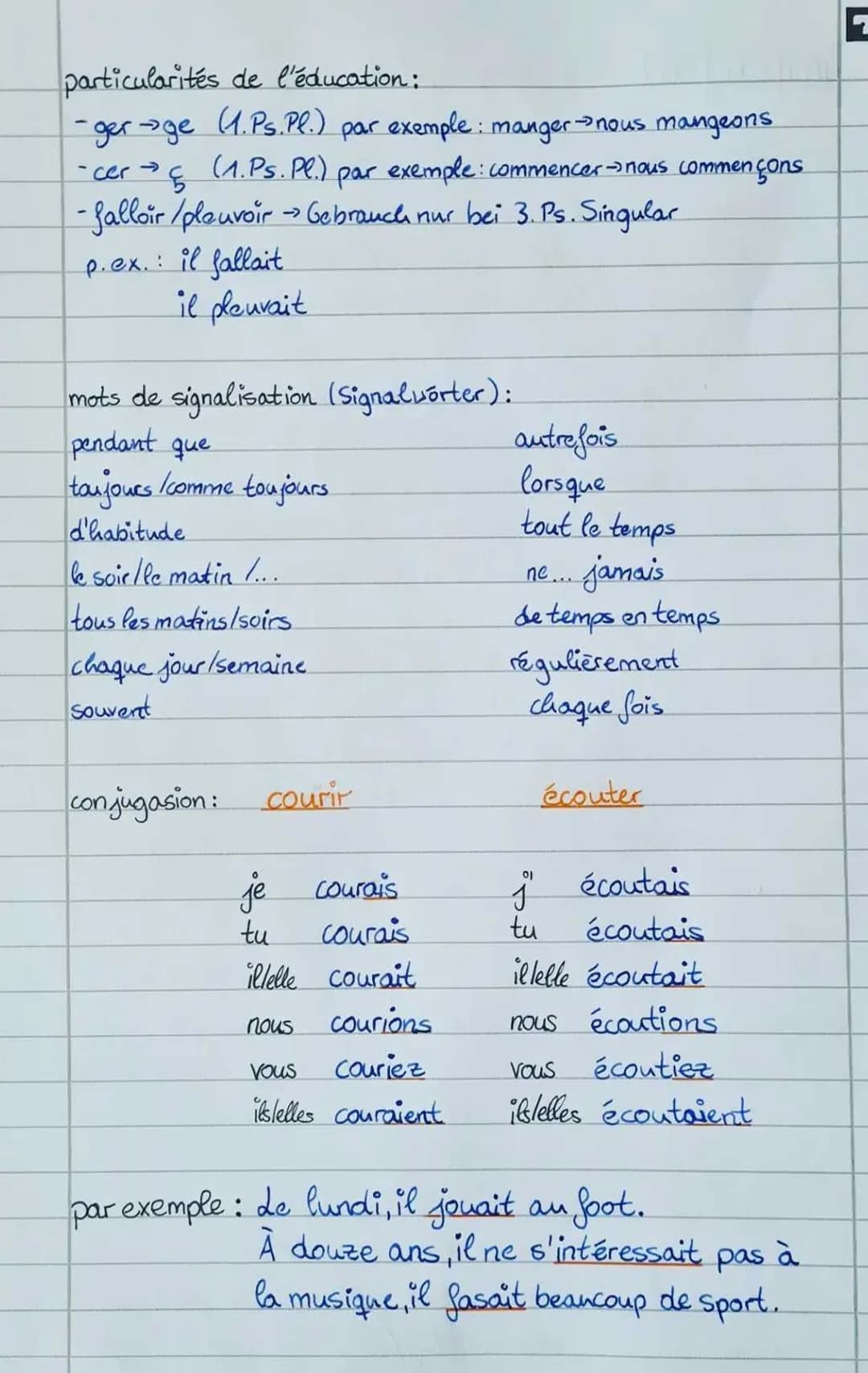 L
J
Timparfait
Vergangenheit
utilisation:- Ausdruck einer höfflichen Bitte
-Beschreiben von Ereignissen und Handlungen die
sich in der Verga