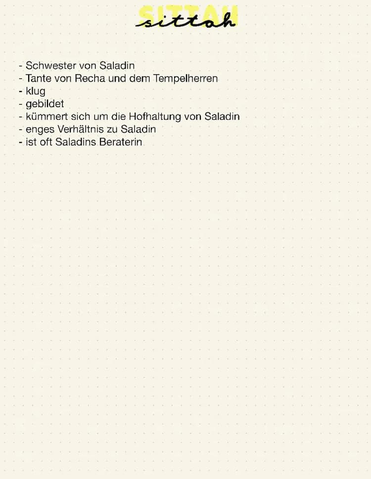 Know Charakterisierung Sittah - Nathan der Weise  thumbnail