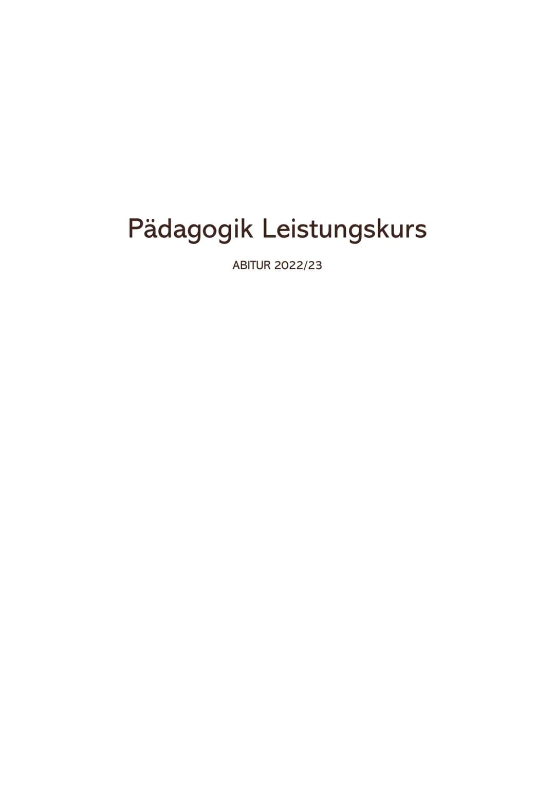 Pädagogik Leistungskurs Abitur