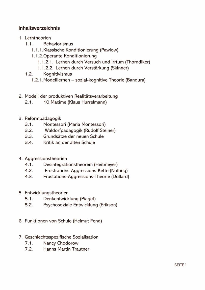 Pädagogik Leistungskurs
ABITUR 2022/23 Inhaltsverzeichnis
1. Lerntheorien
1.1. Behaviorismus
1.1.1. Klassische Konditionierung (Pawlow)
1.1.