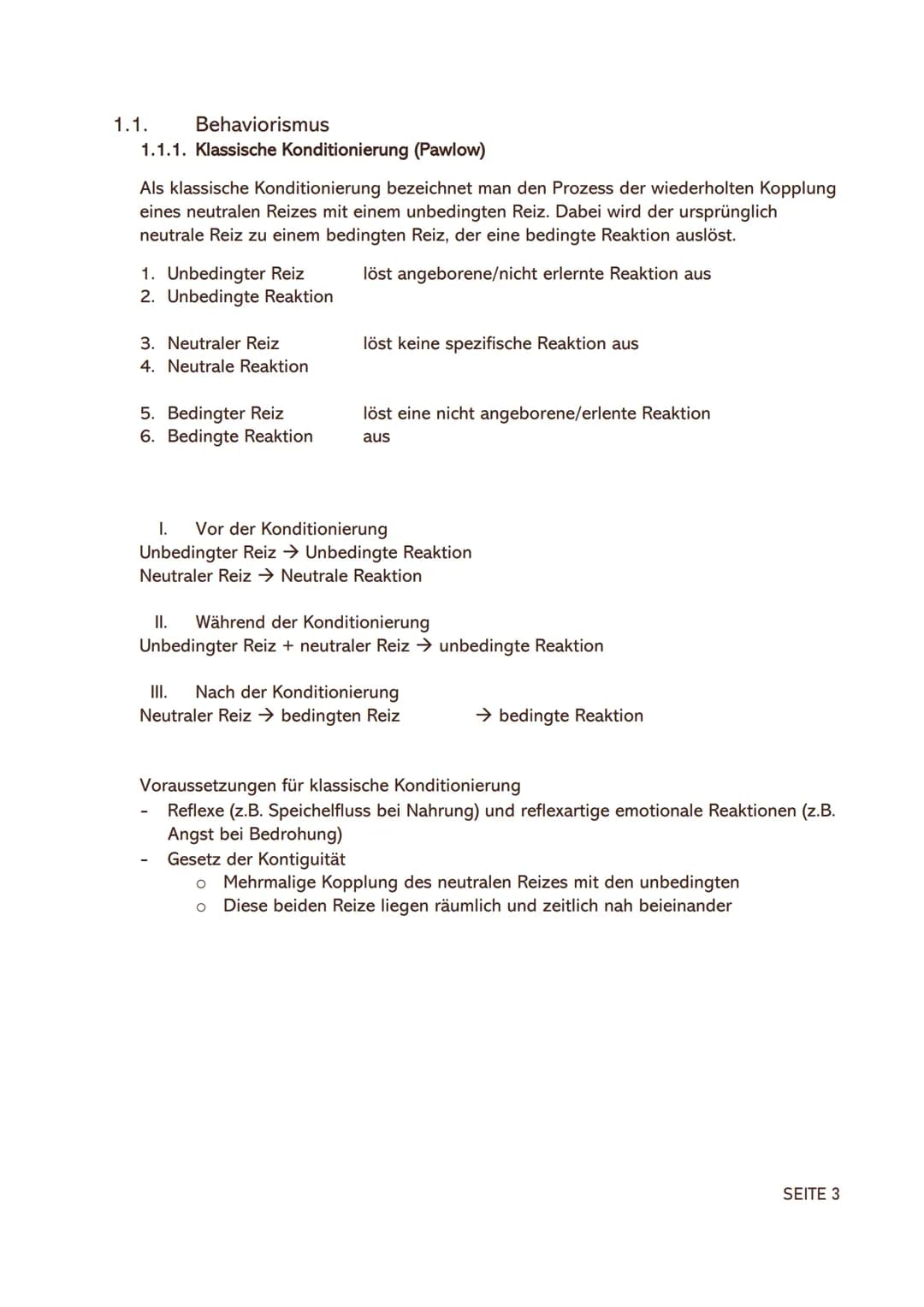 Pädagogik Leistungskurs
ABITUR 2022/23 Inhaltsverzeichnis
1. Lerntheorien
1.1. Behaviorismus
1.1.1. Klassische Konditionierung (Pawlow)
1.1.