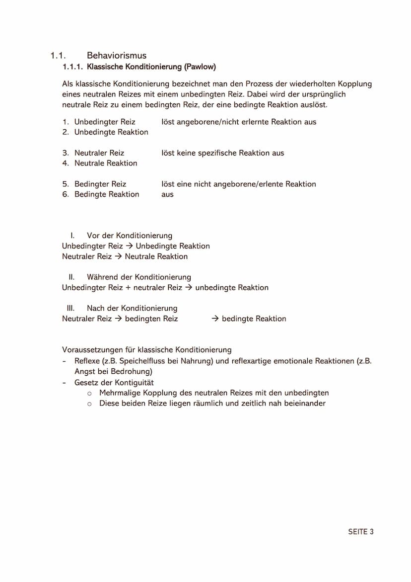 Pädagogik Leistungskurs
ABITUR 2022/23 Inhaltsverzeichnis
1. Lerntheorien
1.1. Behaviorismus
1.1.1. Klassische Konditionierung (Pawlow)
1.1.