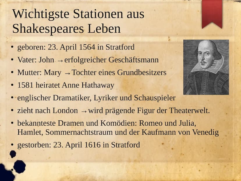 &
Romeo und Julia
von William Shakespeare
RÓMEÓ +JÚLIA Stationen des Vortrages
1. Wichtige Stationen aus Shakespeares Leben
2. Eigenarten de
