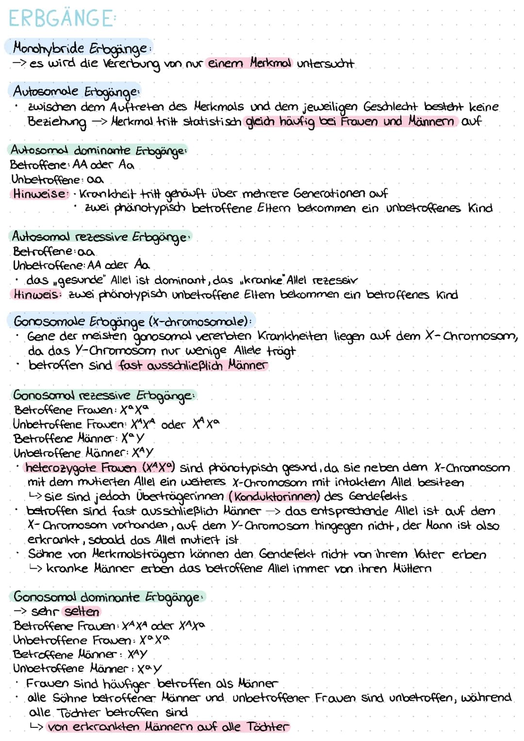 Erbgänge einfach erklärt - Monohybrider, Dihybrider, Gonosomaler und Autosomaler Erbgang