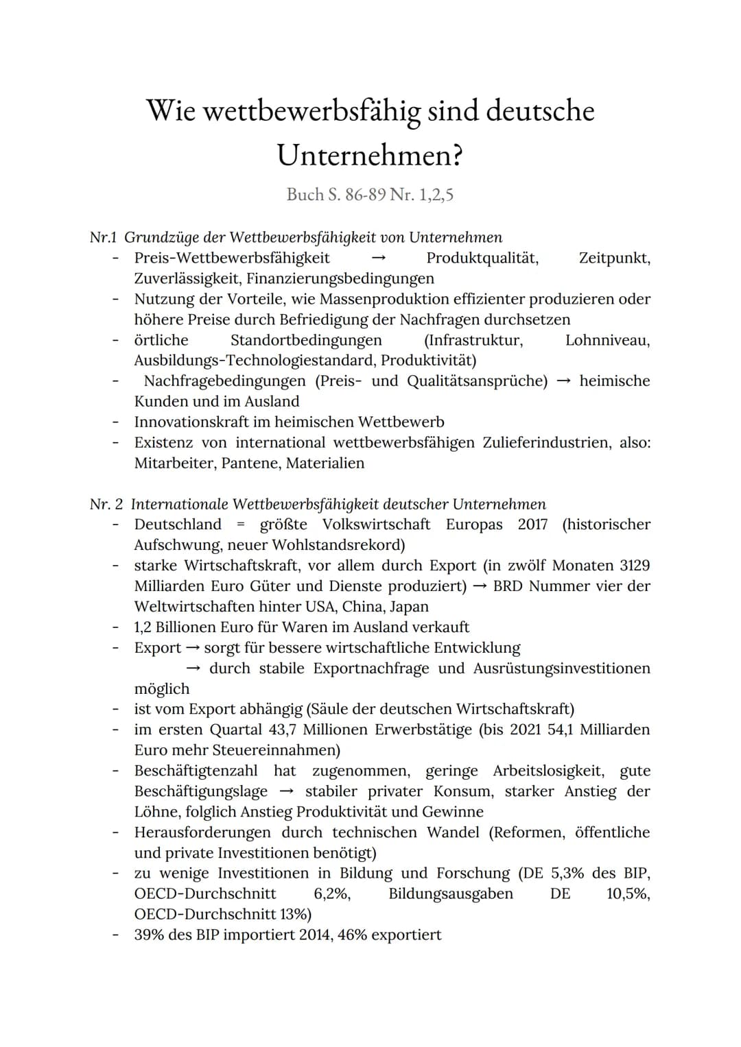 Wie wettbewerbsfähig sind deutsche
Unternehmen?
Buch S. 86-89 Nr. 1,2,5
Nr.1 Grundzüge der Wettbewerbsfähigkeit von Unternehmen
Preis-Wettbe
