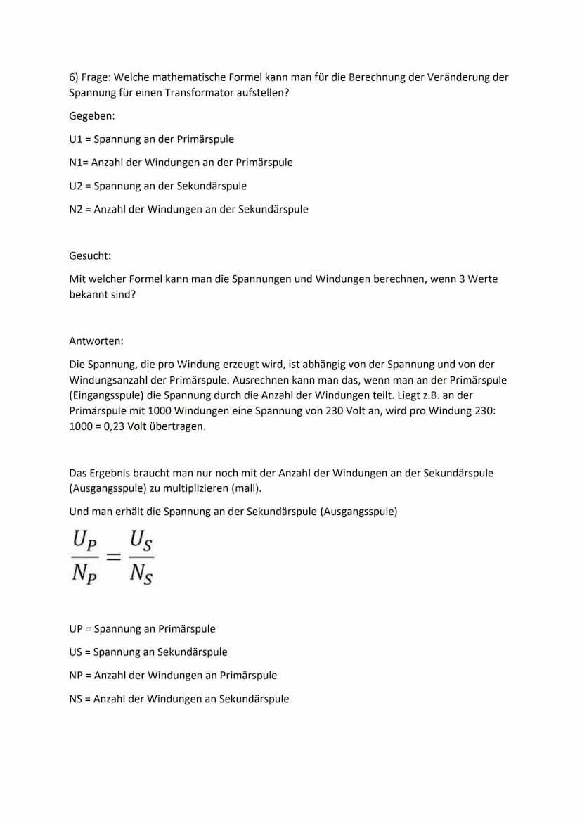 1 Frage: Wie kann man die Stromstärke einer Stromquelle mit Hilfe von Spulen und
Eisenkern (Transformatoren) vergrößern und verkleinern?
Die