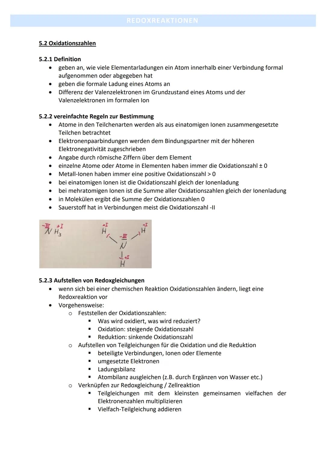 5.1 Redoxreaktionen
5.1.1 Definition
●
●
●
Reaktionen mit Elektronenübergang (Elektronenübertragungsreaktion)
Oxidation und Reduktion sind T