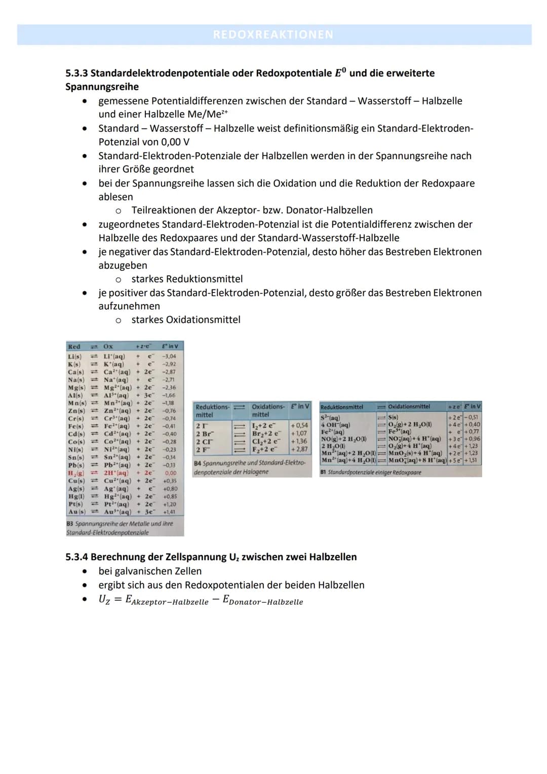 5.1 Redoxreaktionen
5.1.1 Definition
●
●
●
Reaktionen mit Elektronenübergang (Elektronenübertragungsreaktion)
Oxidation und Reduktion sind T