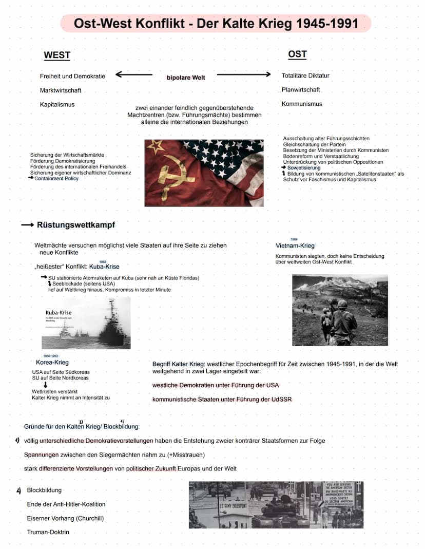  Kalter Krieg (1945-1991)
Ende des Zweiten Weltkriegs: 8. Mai 1945 („Stunde Null")→→→→→bedingungslose Kapitulation
Siegermächte: USA, GB, Fr