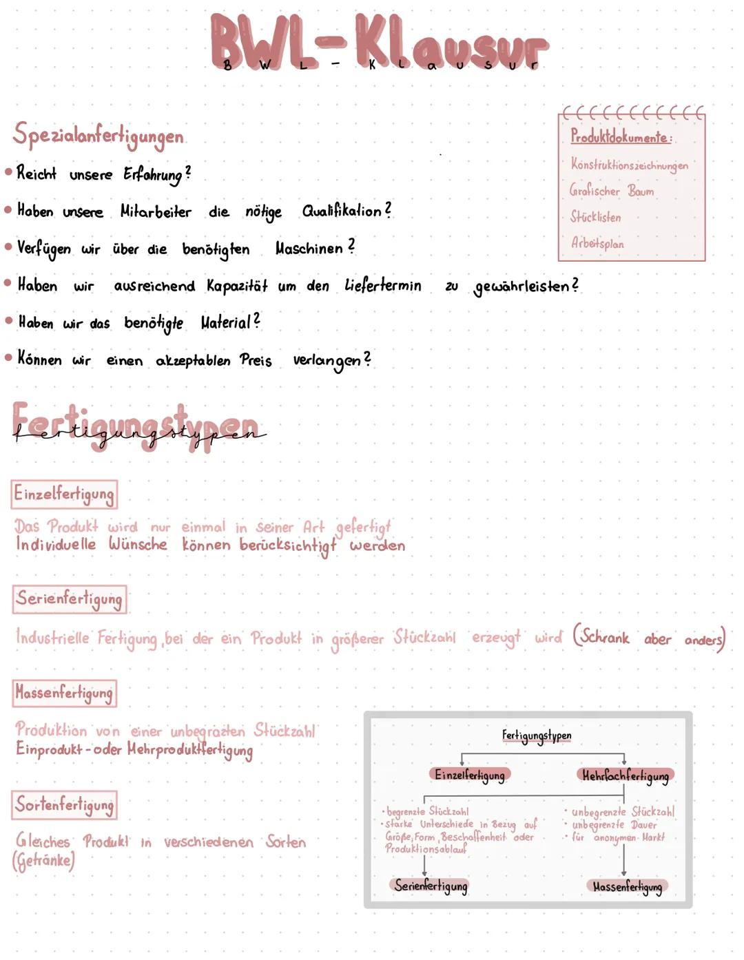 # BWL-Klausur

Spezialanfertigungen
*   Reicht unsere Erfahrung?
*   Haben unsere Mitarbeiter die nötige Qualifikation?
*   Verfügen wir übe