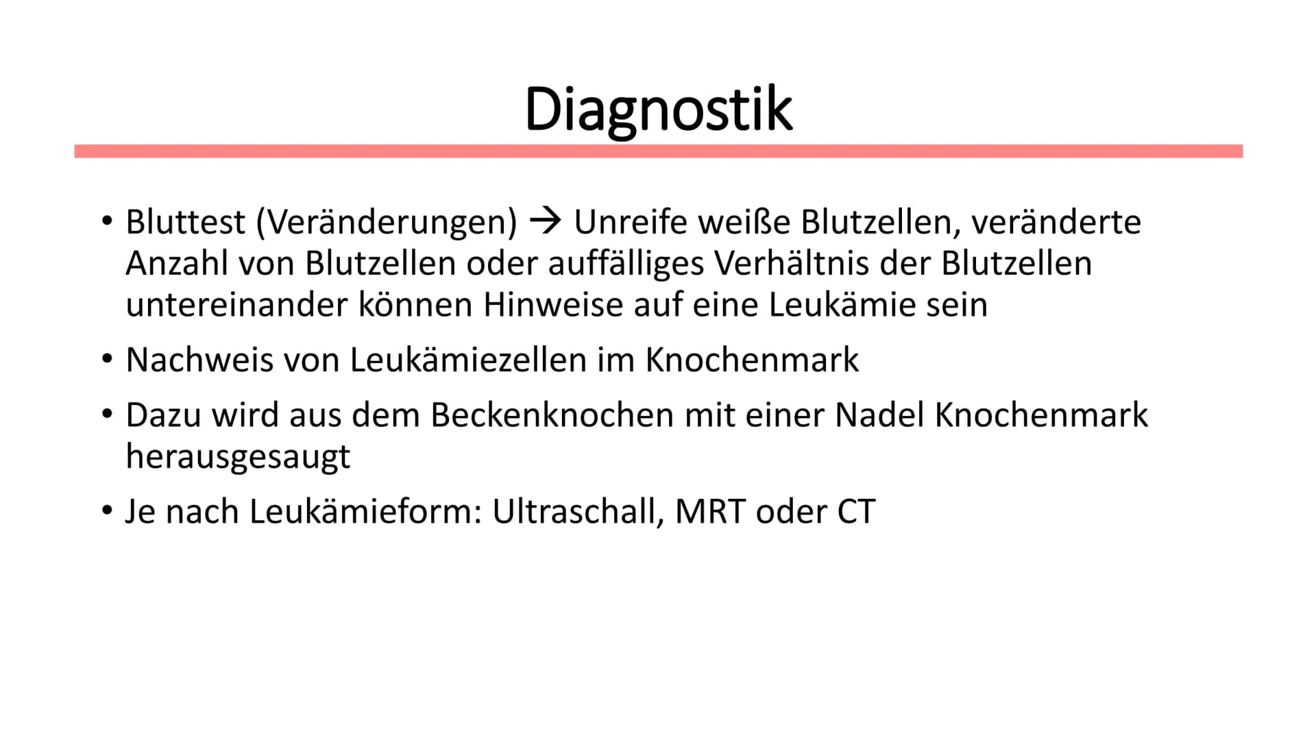 Leukämie
Biologie / Klasse / Name / Datum ●
Symptome
• Diagnostik
Therapie
Allgemein
Wen betrifft es?
●
Gliederung
Autologe Stammzelltherapi