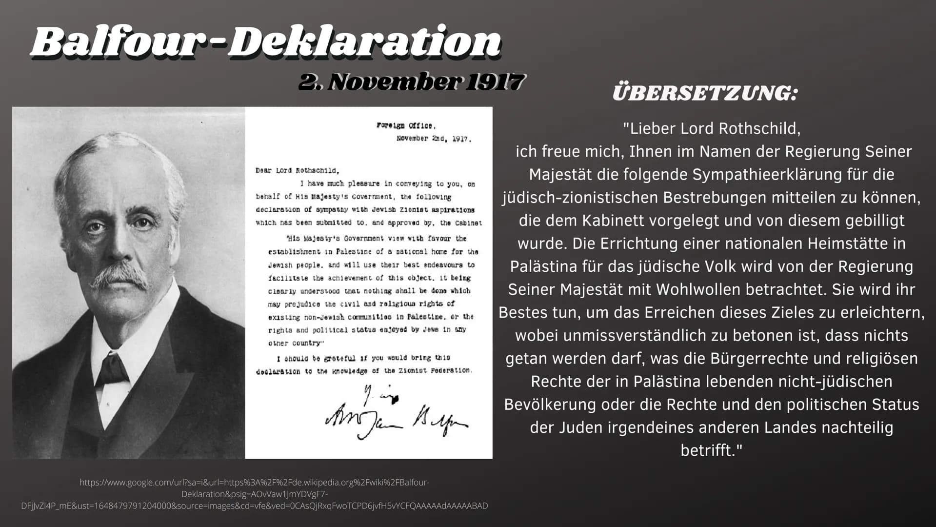 Der
Israel-
Palästina
-Konflikt
"Nahostkonflikt"
☆ /
Gliederung
• Nahostkonflikt (Begriffserklärung)
Vorgeschichte
●
• Balfour-Deklaration
•