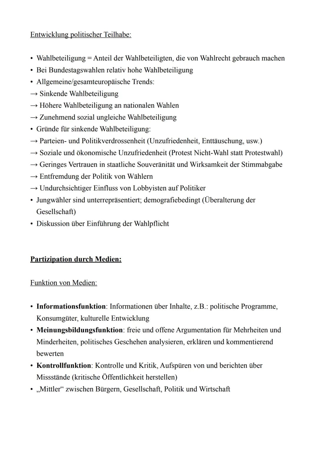 PoWi LK - Abitur 2022
Lernzettel
12.1.: Politische Partizipation zwischen Anspruch und Wirklichkeit
Der politische Prozess
Dimensionen der P
