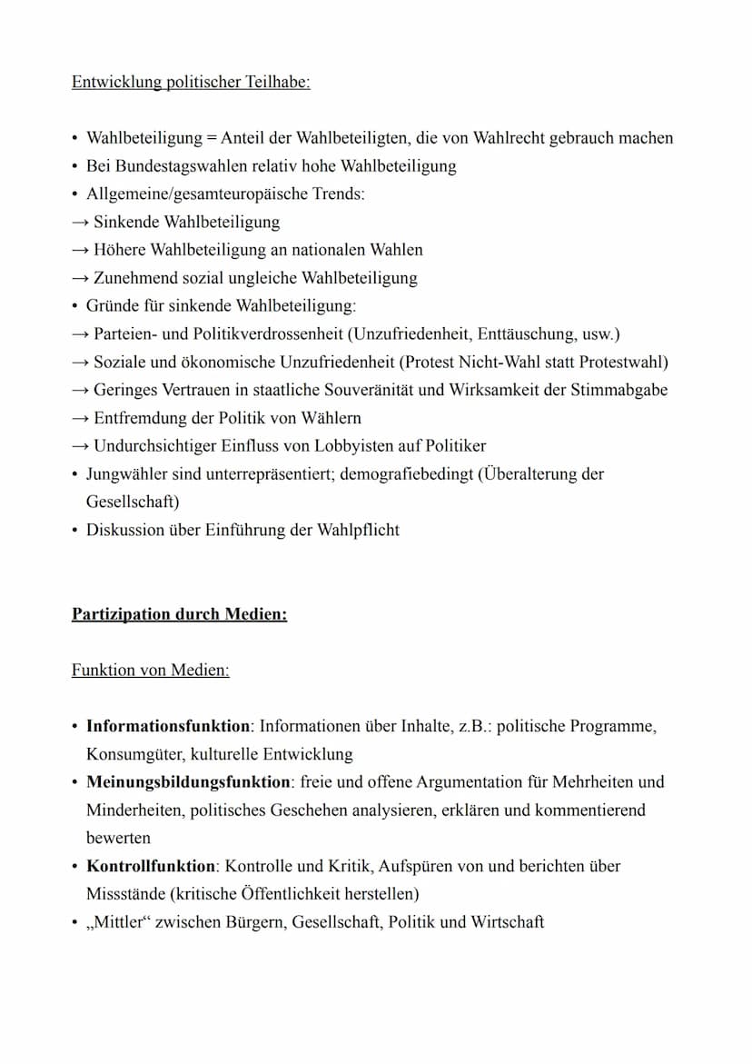 PoWi LK - Abitur 2022
Lernzettel
12.1.: Politische Partizipation zwischen Anspruch und Wirklichkeit
Der politische Prozess
Dimensionen der P
