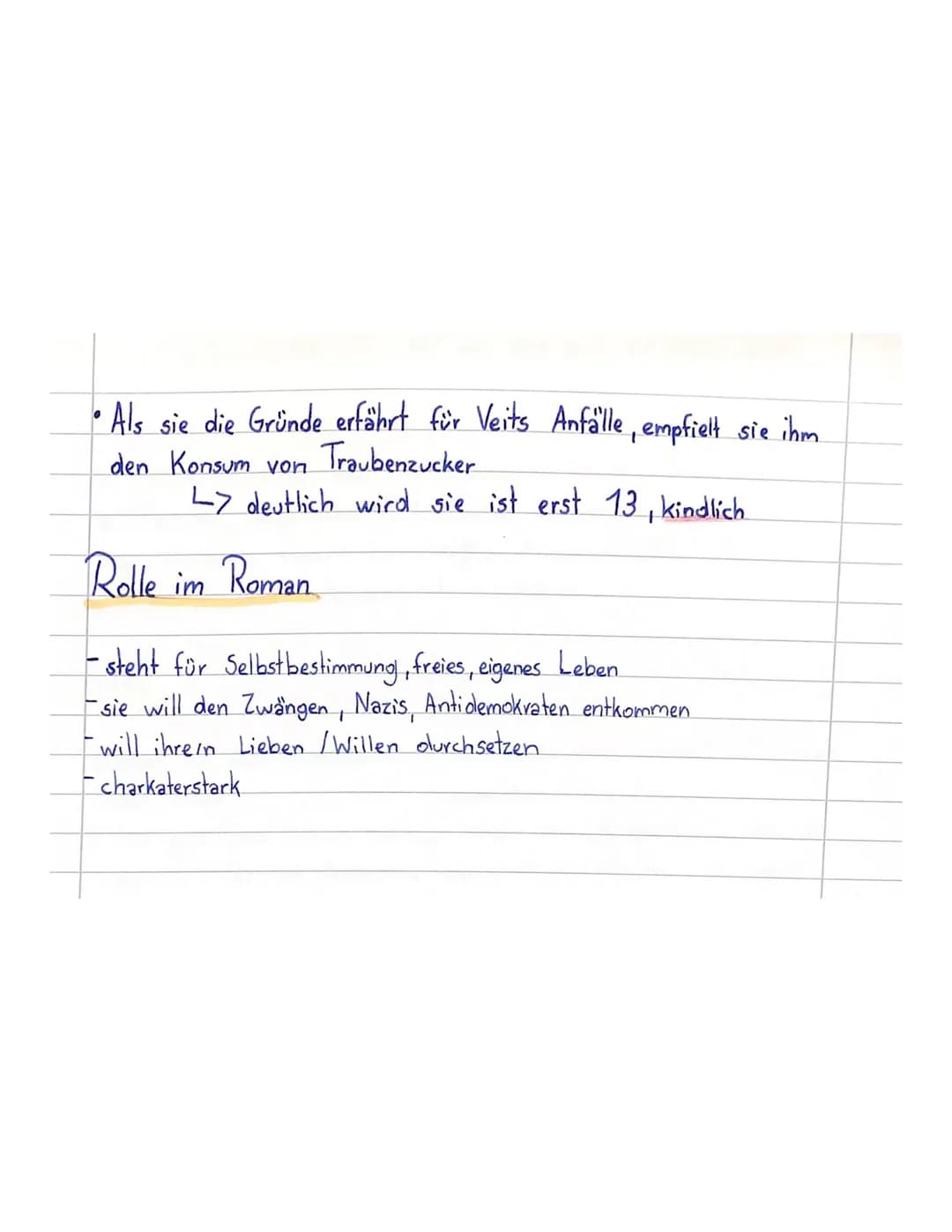 Nanni Schaller - eine heimliche Hauptfigur ?
•Nanni weiß, was sie will => wie Veit will sie olen Zwängen
der Geselschaft entfliehen
An Nanni