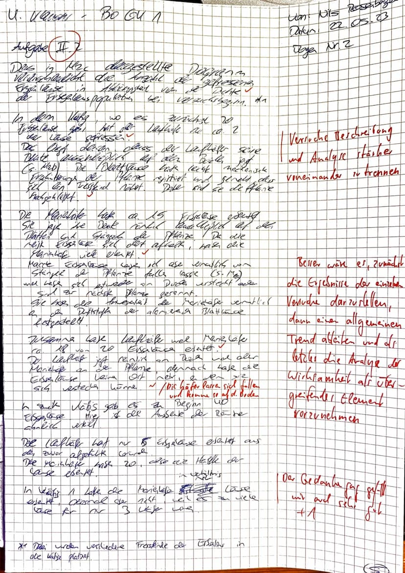 22.05.2023
Aufgabe 1: Ökologie - Beziehungen zwischen zwei Wattschneckenarten
Name: Nils Rosenberger
Aufgabenstellung:
Punkte
1.1
Erklären S