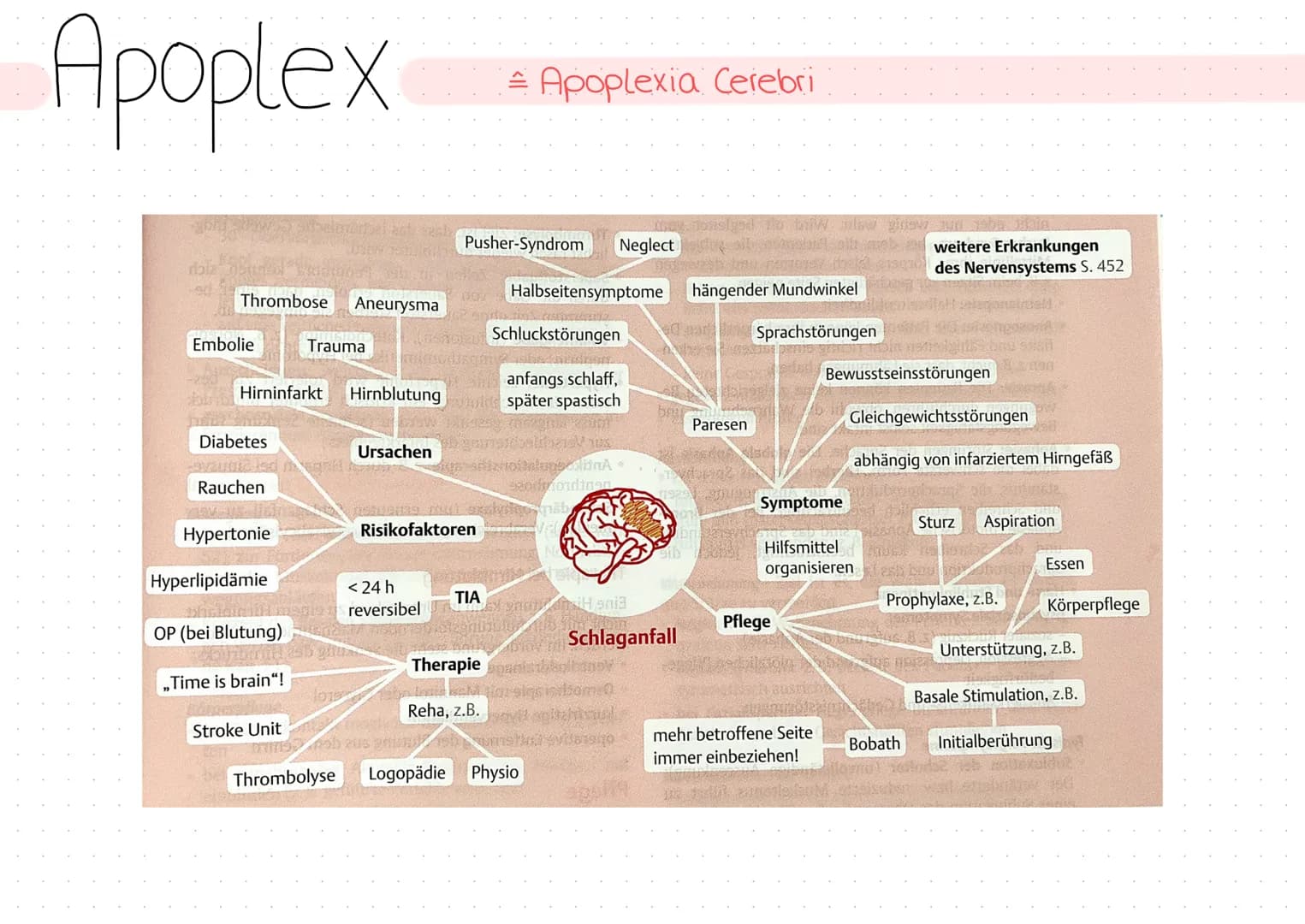 Apoplex
Apoplexia Cerebri
Definition
plötzliche Durchblutungsstörung des Gehirns.
Durch die Durchblutungsstörung kommt es zu einer O₂-unterv