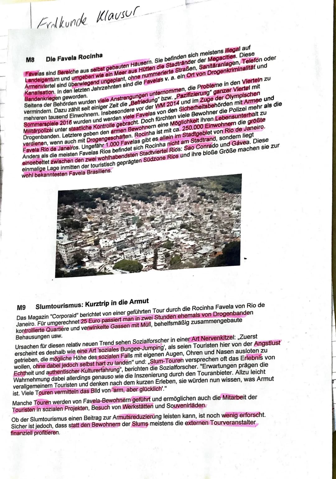 Aufgaben:
1.
2.
3.
Q1 Gk Erdkunde -2. Klausur am 08.12.21
Weltweite Verstädterung - Metropolisierung und Marginalisierung
Klausurthema: Rio 