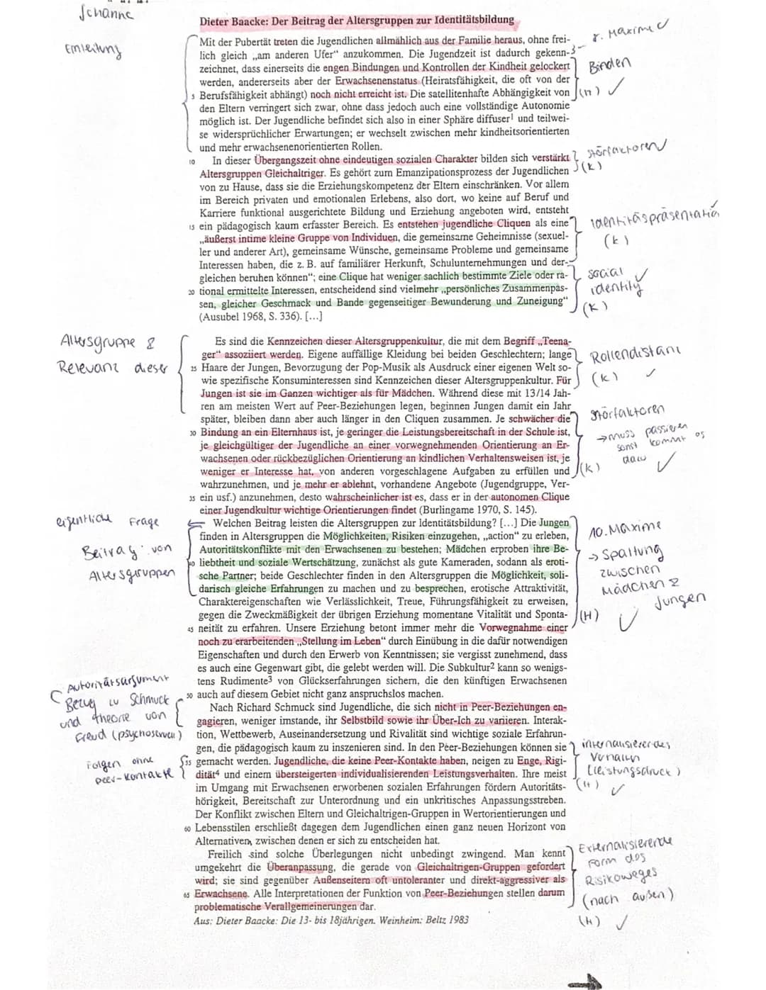 Name:
Bewertungsbogen zur 2. Klausur im Fach Pädagogik (2. Halbjahr)
Thema: Sozialisationstheorien
Teilaufgabe 1:
Anforderungen (AB I)
Der S