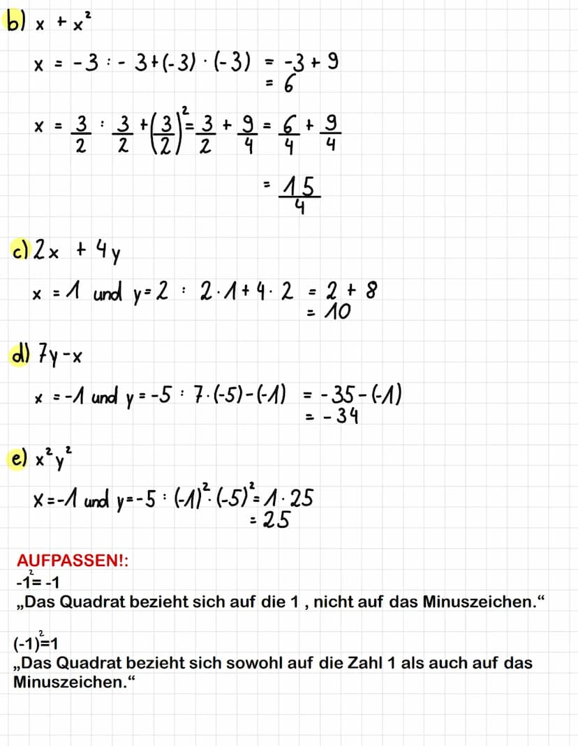 Was sind Terme?:
Kombinationen von Zahlen mit Buchstaben werden Terme genannt. Diese
Buchstaben sind meist Variablen, in die man Werte einse