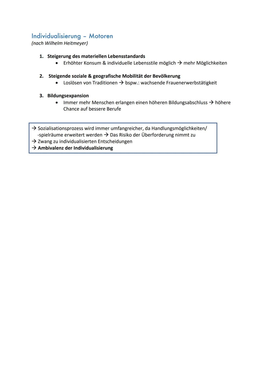 Individualisierung. Motoren
(nach Wilhelm Heitmeyer)
1. Steigerung des materiellen Lebensstandards
Erhöhter Konsum & individuelle Lebensstil