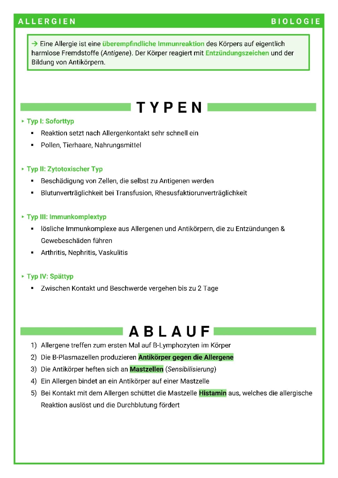 Allergien / Allergische Reaktion