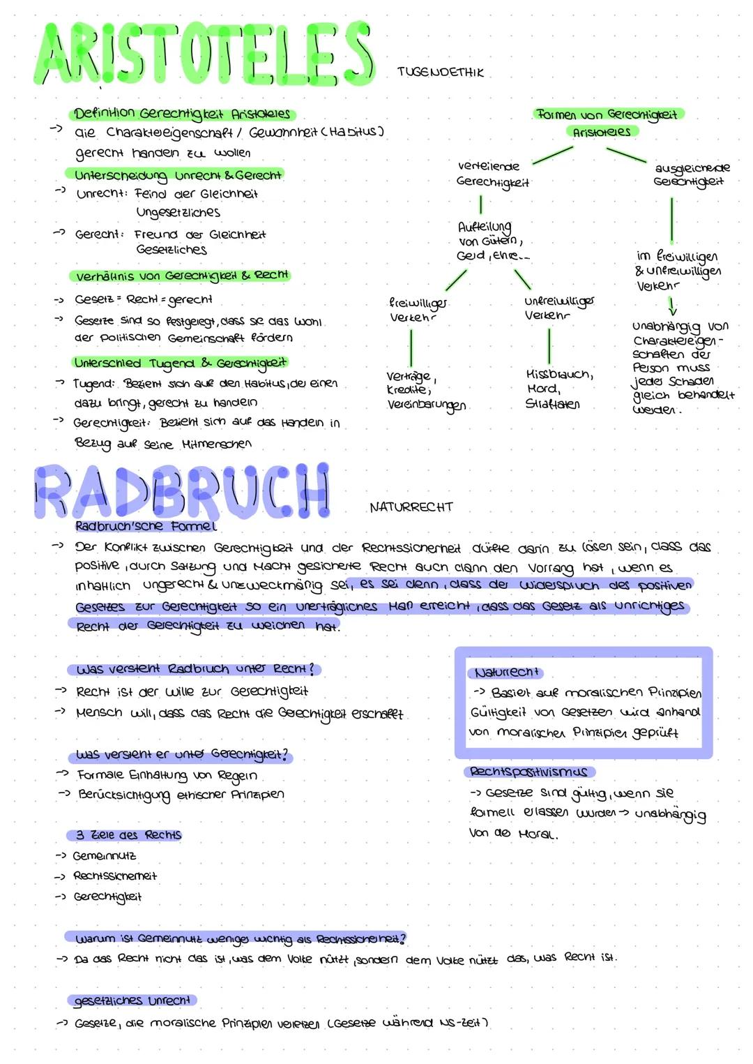 Gerechtigkeit nach Aristoteles, Kelsen und Radbruch